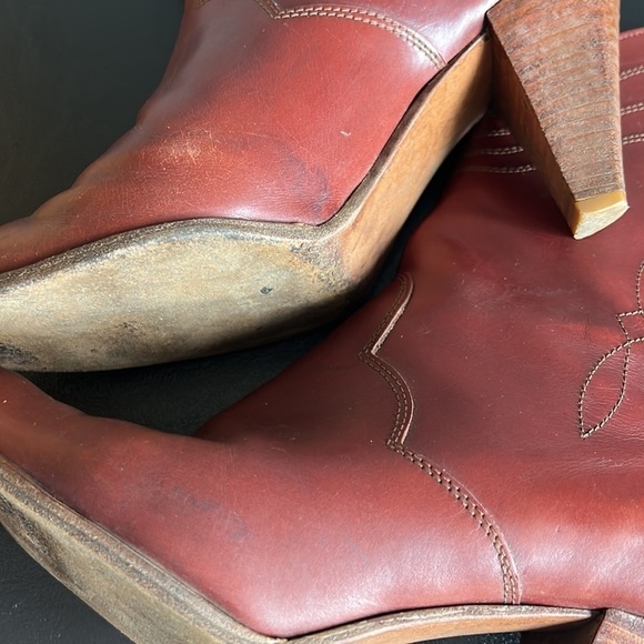 Vintage Leather Mid Height Ankle Boots - Picture 12 of 14